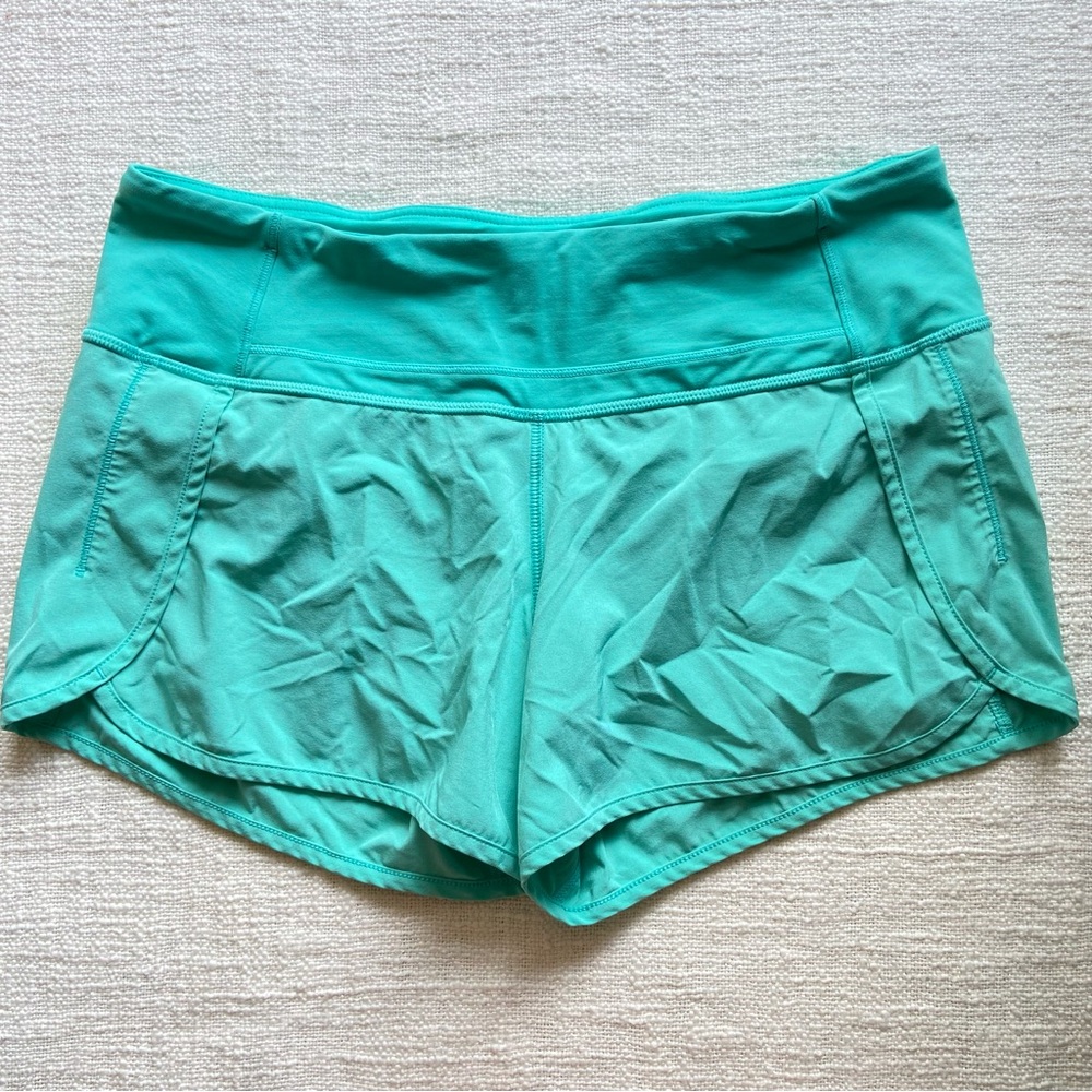 SOLD Lululemon run times shorts 6 Tiffany blue older style dry fit material
